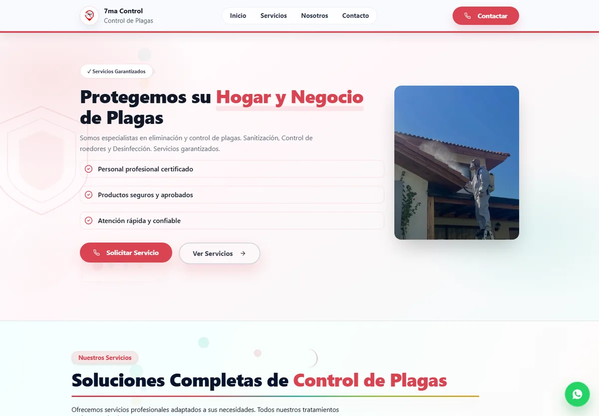 Portada actual de 7ma Control, sitio de control de plagas desarrollado por Luis Reyes